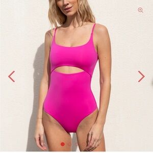 Left on Friday Peak one piece in Hot (hot pink) in Large Tall